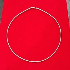 Vintage Milor Signed Stainless Steel Rounded Omega Wire Necklace 2.2mm